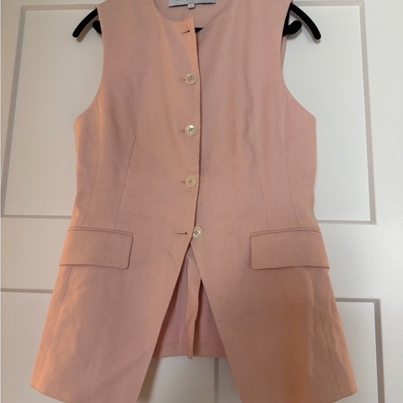 New without tags Veronica Beard Lois Linen Vest in PINK SHELL - Picture 3 of 16